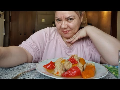 Видео: МУКБАНГ🍽КТО УМЕЕТ ТАК ЖРАТЬ.ПЕРЕЦ ФАРШИРОВАННЫЙ.MUKBANG who knows how to eat stuffed peppers like th
