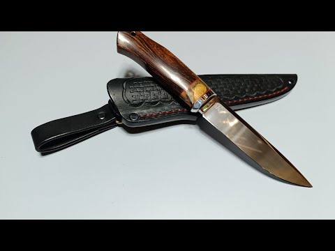 Видео: Нож, сталь Elmax, рукоять айронвуд, зуб мамонта. 