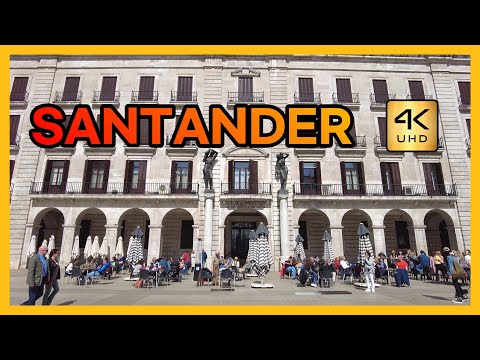 Видео: [4k] Прогулка по достопримечательностям центра Сантандера, города на севере Испании.