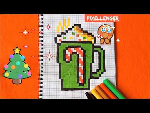 Видео: Как рисовать по клеточкам Капучино Новогодняя Чашка Простые рисунки How to Draw Pixel Art