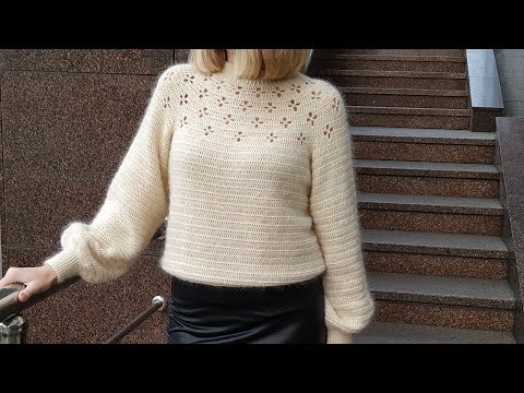 Видео: Идеальный Свитер "Клевер" крючком Мастер-класс Crochet Sweater Pattern for women. English Subtitles