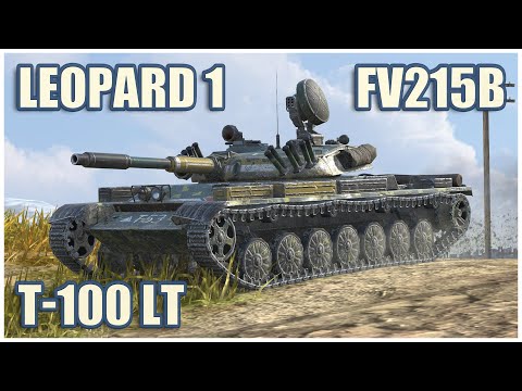 Видео: Т-100 ЛТ, Leopard 1 & FV215b • WoT Blitz Gameplay