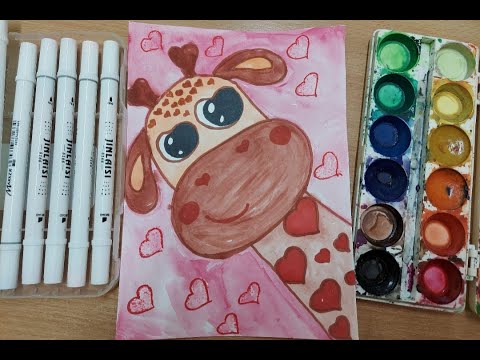 Видео: малюємо закоханого жирафа. як намалювати валентинку