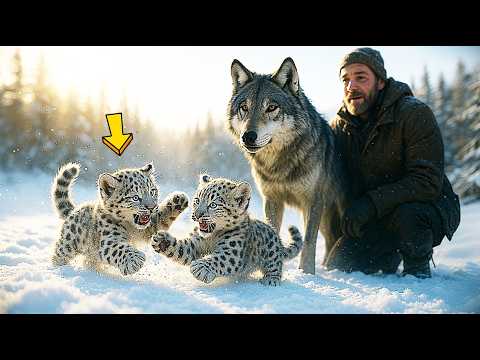 Видео: ВОЛЧИЦА СПАСЛА СНЕЖНОГО БАРСА с КОТЯТАМИ... ВОЛК НЕ БОИТСЯ ЧЕЛОВЕКА...