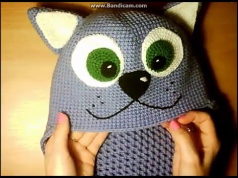 Видео: Шапка кот крючком.Обзор шапки и снуда крючком.Детская шапка- "КОТ".Вязание крючком.#KVK