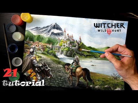 Видео: Ведьмак 3. Невероятная картина гуашью! Как это сделано? Мастер класс.