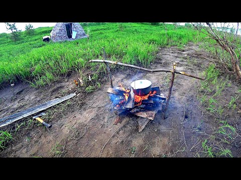 Видео: 🏕 Рыбалка С Ночёвкой.Готовим Гуся на Костре!!!