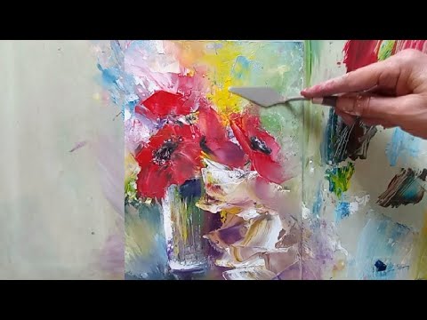 Видео: Poppies /Oil Painting/Palette Knife/Макове Картина с Маслени Бои и Шпакла