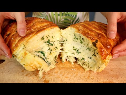 Видео: Фаршированный ХЛЕБ, который НЕ надо РЕЗАТЬ, вкуснейший СЫРНЫЙ хлеб с зеленью и чесноком | Оливьедка