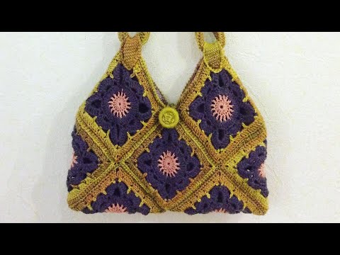 Видео: Сумка из квадратов Часть 1 квадратный Мотив крючком