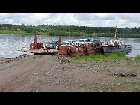 Видео: Паромная переправа Черепаниха- Красное Тотемский райн Вологодская область