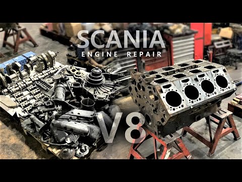 Видео: СБОРКА И ЗАПУСК 16-ЛИТРОВОГО V8 ДВИГАТЕЛЯ SCANIA. ПРОБЕГ 1.6 МЛН КМ. DC16 PDE