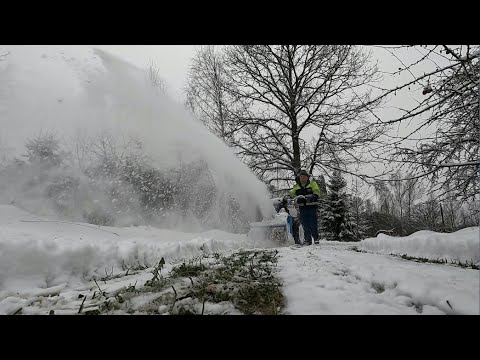 Видео: Убираю снег мотоблоком НЕВА и снегоуборщиком СМБ.