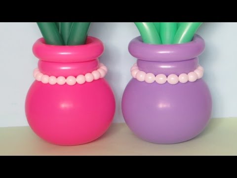 Видео: Горшок для цветка из шаров (проще) / Flower pot of balloons (Subtitles)