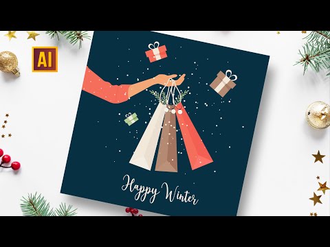 Видео: РИСУЕМ ЗИМНЮЮ ПОЗДРАВИТЕЛЬНУЮ ОТКРЫТКУ | УРОК В ADOBE ILLUSTRATOR