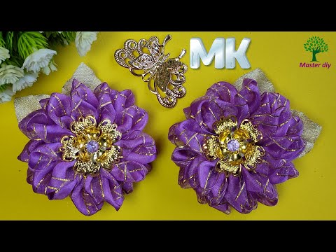 Видео: Пышный, воздушный бант из органзы с интересным лепестком Мастер класс\Master diy  канзаши