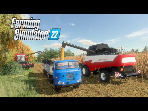 Видео: FS22 Уборка кукурузы Акрос 595 Plus, Палессе GS12, КамаЗ, IFA W50 + HW80, RSM 2375 Часть 1