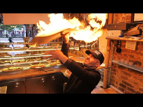 Видео: ОМГ!! горящая пицца!? самая известная пицца в Нью-Йорке! | США