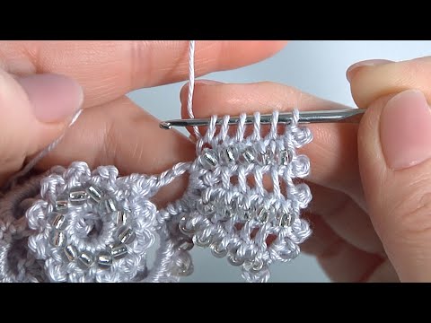 Видео: Восхитительно! Изысканный вязаный крючком цветок с блестящим бисером/Авторский дизайн/Видеоурок