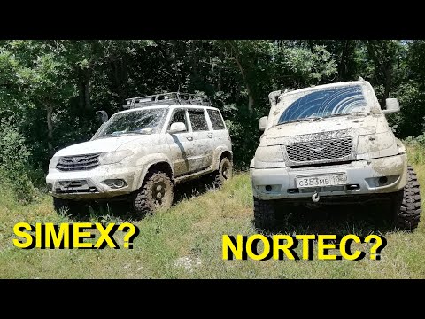 Видео: Уаз патриот на Nortec ET500 (32*9.5*16) и Simex Extreme (32*10.5*16)