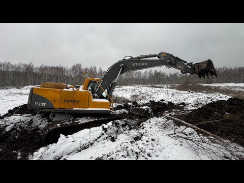 Видео: Утопил экскаватор Volvo 210 в торфе!!!