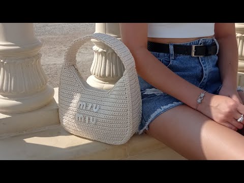 Видео: Часть 1, вязаная сумка из рафии от бренда mio mio , популярная модель