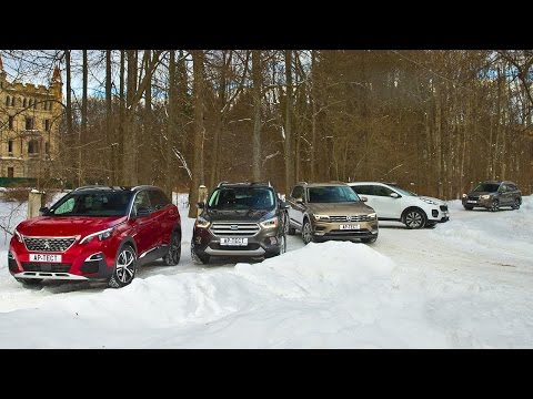 Видео: Вторая серия! Новый Tiguan, Sportage, Kuga, Forester и Peugeot 3008. Испытание холодом