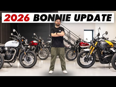 Видео: 6 новых моделей Triumph Bonneville обновлены для 2026 года! (T100, T120, Bobber, Speedmaster, Scr...
