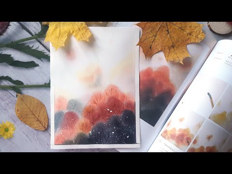 Видео: Осенний пейзаж акварелью🍁Подробное пошаговое описание🍂Акварель для начинающих🎏