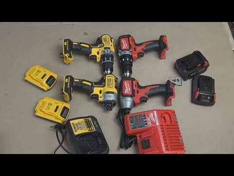 Видео: Стартовые наборы US Dewalt DCK283D2 и Milwaukee 2799-22