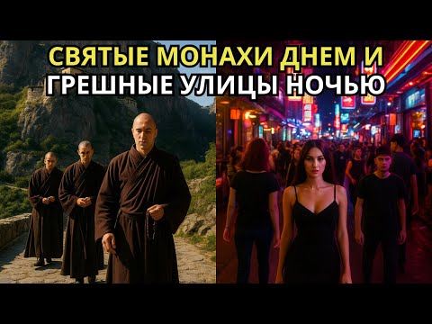 Видео: СВЯТЫЕ МОНАХИ ДНЕМ И ГРЕШНЫЕ УЛИЦЫ НОЧЬЮ