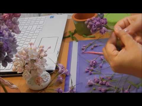 Видео: Сборка ветки кудрявой сирени из холодного фарфора. Заключительный этап.
