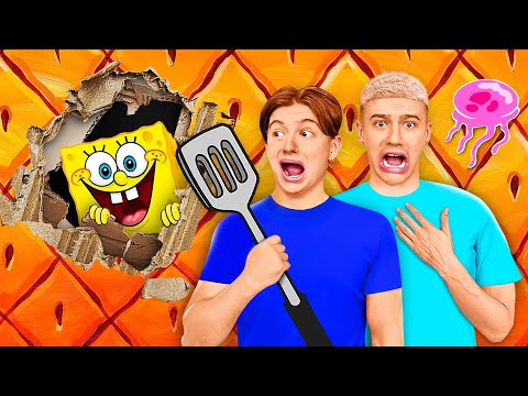 Видео: ЗАСТРЯЛИ В МИРЕ ГУБКИ БОБА НА 24 ЧАСА ! ЧЕЛЛЕНДЖ
