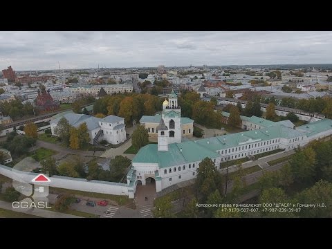 Видео: Аэросъемка города Ярославль (панорама центральной части)