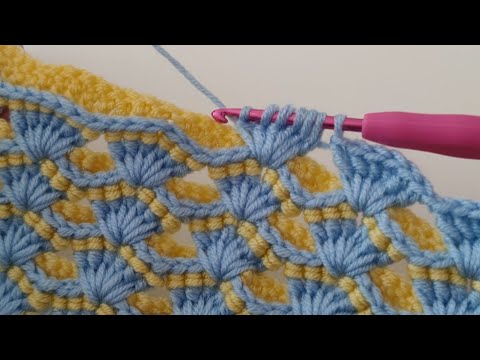 Видео: супер легкий узор детского одеяла крючком для начинающих - Тренд 3D температурное одеяло крючком