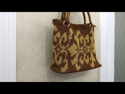 Видео: Сумка-шоппер узором жаккард из шнура YarnArt Macrame.