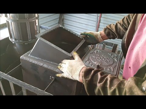 Видео: Полное видео сварки печи с закрытой каменкой и обрешеткой под обкладку камнем