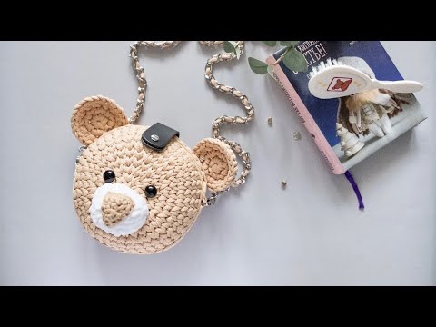 Видео: 😍вяжем на радость деткам ● сумка из шнура ● детская круглая  сумка мишка ● вязание крючком