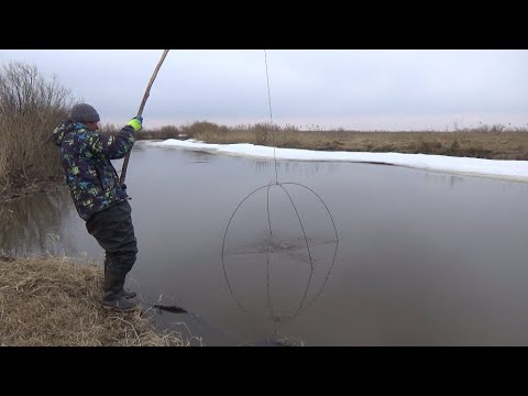Видео: Огромные караси на паук подъёмник. Лед тронулся.