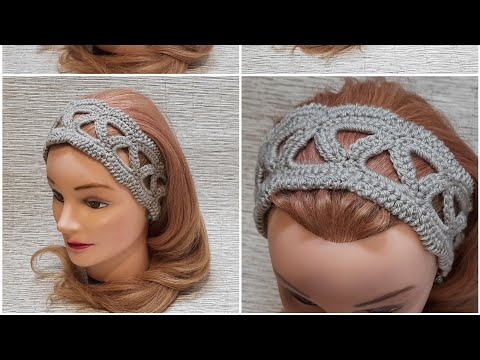 Видео: Повязка -ободок крючком на основе ленточного  кружева❤
