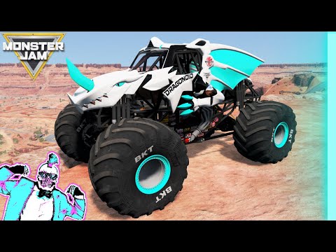 Видео: Monster Jam: БЕЗУМНЫЕ прыжки и аварии на большой скорости. Новая карта № 19 | BeamNG Drive
