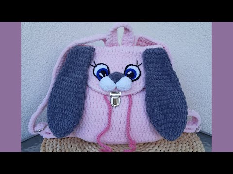 Видео: Вязаный крючком плюшевый рюкзак зайки для детей и подростков.