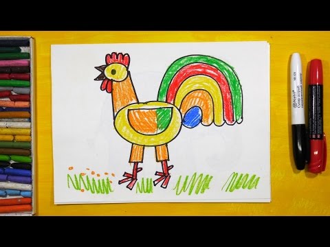 Видео: Как рисовать Петушка. Урок рисования для детей от 3 лет | Раскраска для детей