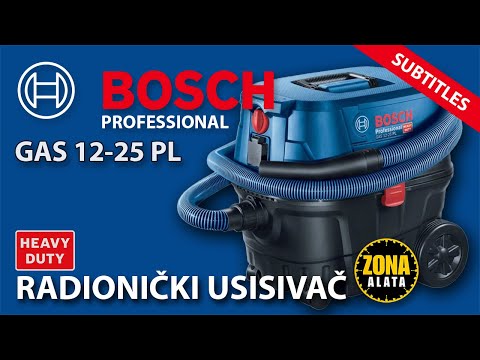 Видео: Пылесос Bosch GAS 12-25 PL для влажной и сухой уборки с вилкой