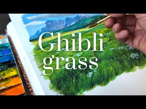 Видео: Рисование травы гуашью в стиле гибли