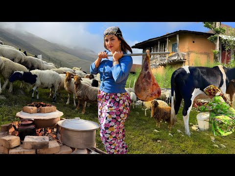 Видео: Деревенская кухня без духовки: фаршированная баранья нога на огне и домашнее бабушкино масло