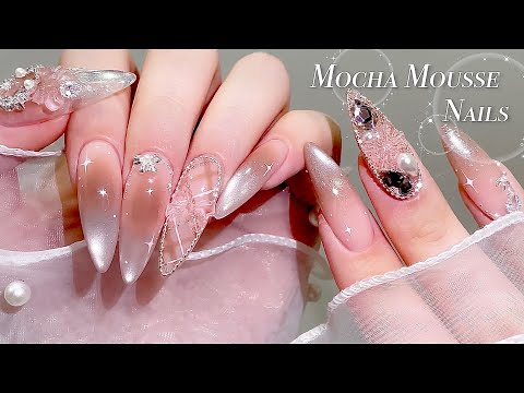 Видео: sub) Ногти цвета мокко-мусс!🎀🤎/🇰🇷Корейские ногти / Снимите нарощенные ногти за 1 минуту! / ASMR