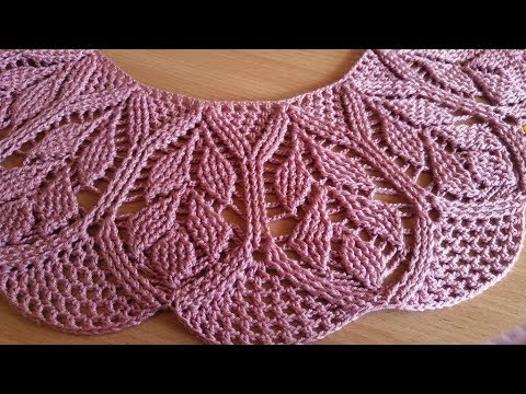 Видео: Вязание крючком круглой кокетки с узором рельефных веточек. Часть 1.