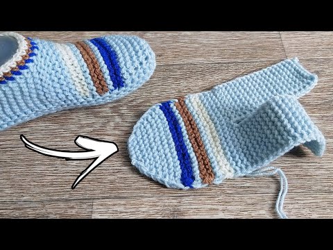 Видео: Вяжу СЛЕДКИ СПИЦАМИ 💥 используя остатки пряжи 🧶 Без шва на подошве 😉