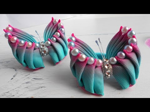 Видео: БАНТИКИ БАБОЧКИ ИЗ ЛЕНТ 🎀 Канзаши
